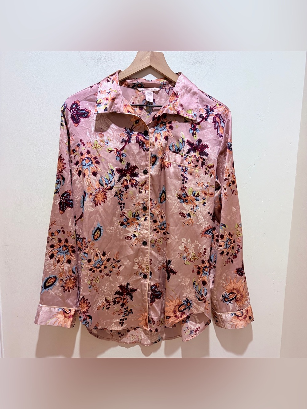 Victoria’s Secret Lilac Purple Botanical Floral Satin Pajama Set - Size Small - Picture 3 of 15